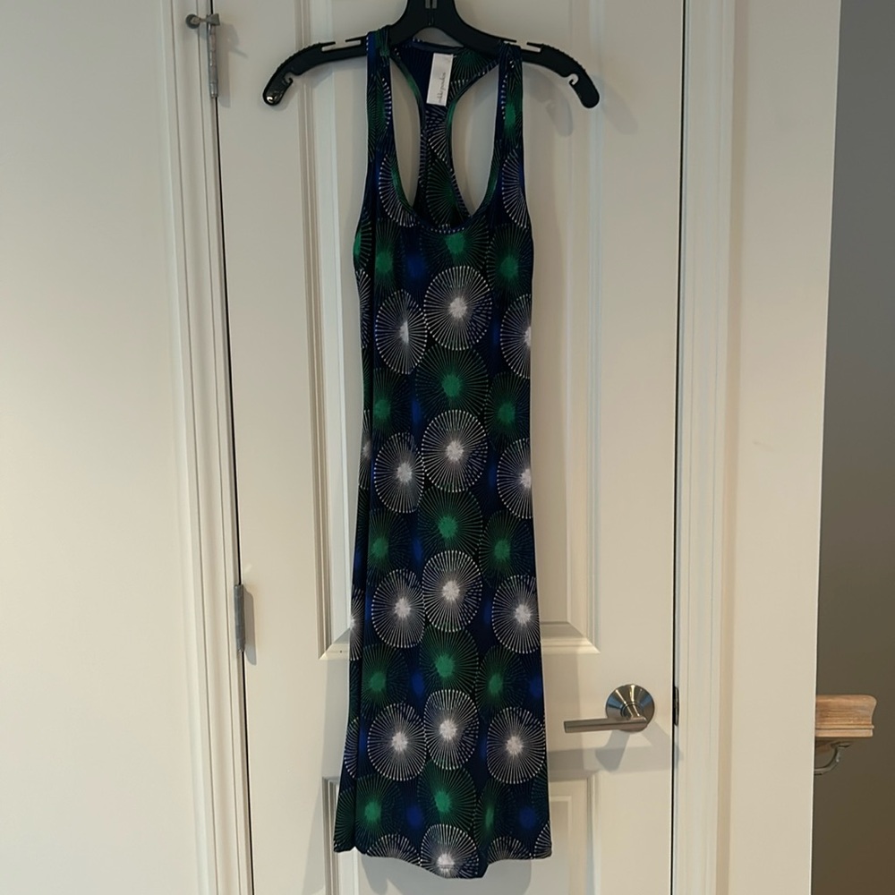 Racerback silky dress with bra support. Nikki Poulos